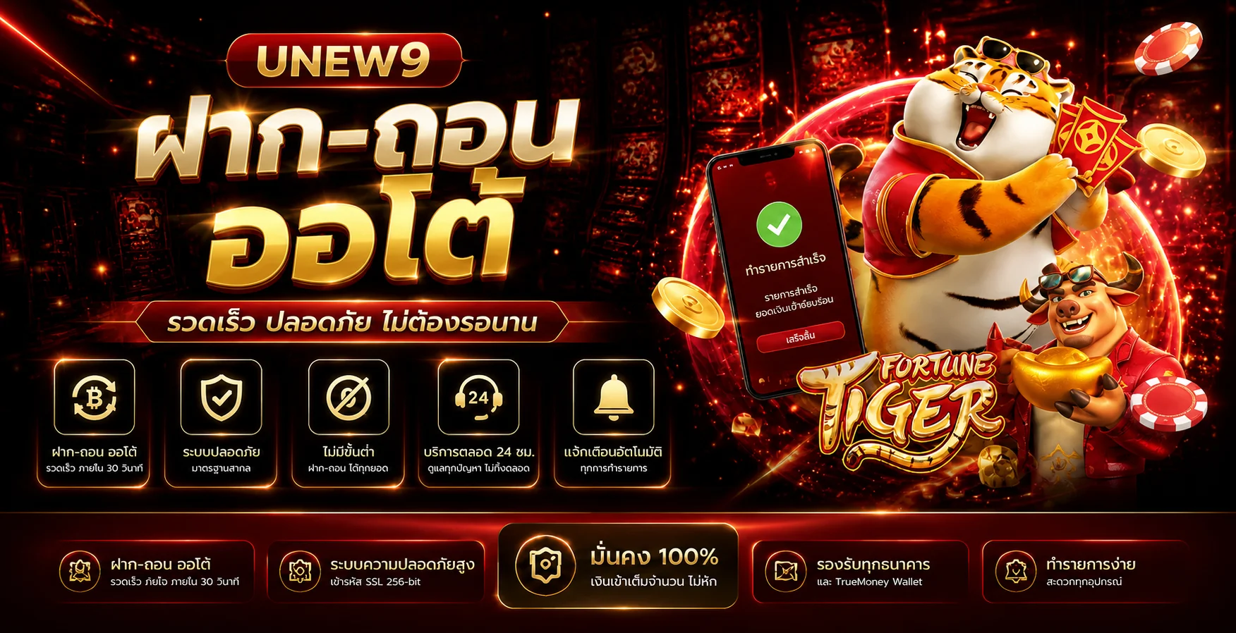 UNEW9 ระบบฝากถอนออโต้และการตรวจรายการ